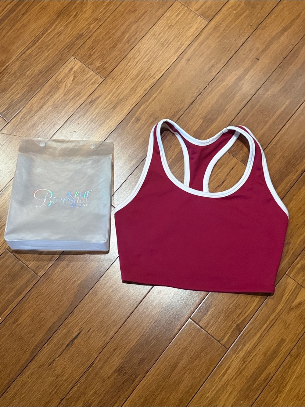 Bombshell Sportswear FINISH LINE TANK  Maroon Racerback Crop Top M